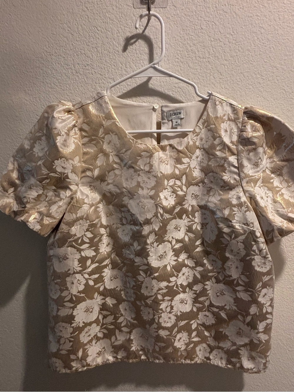 J. Crew Factory | Floral Jacquard Puff Sleeve Top | Medium
